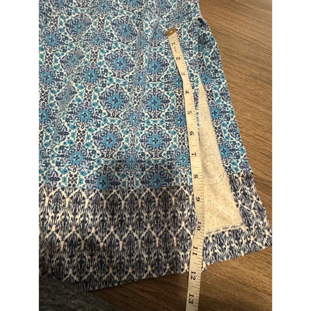 J. Jill Blue Ikat Medallion Print Pencil Skirt Petite Small‎ Side Slit Knit